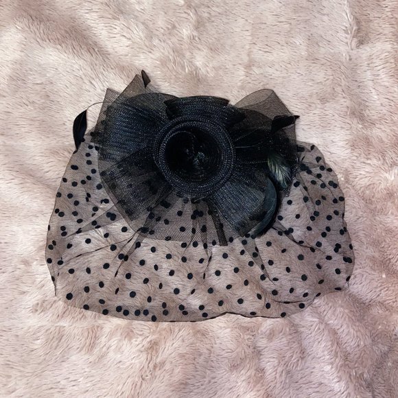 Black Rose + Polka Dot Headpiece - Picture 2 of 6